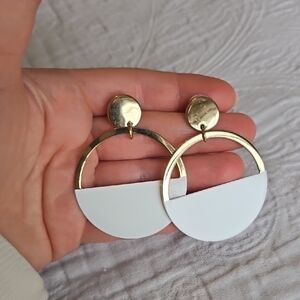 Gold and White Geometric Earrings